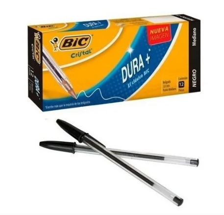 Boligrafo Cristal Dura+ Negro caja 12 piezas