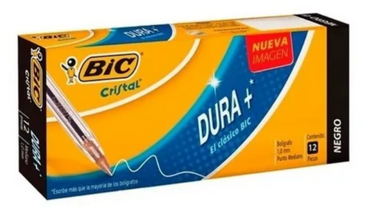 Boligrafo Cristal Dura+ Negro caja 12 piezas