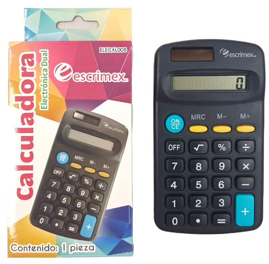 Calculadora Básica Escolar Escrimex 8 Dig. Solar Color Negro