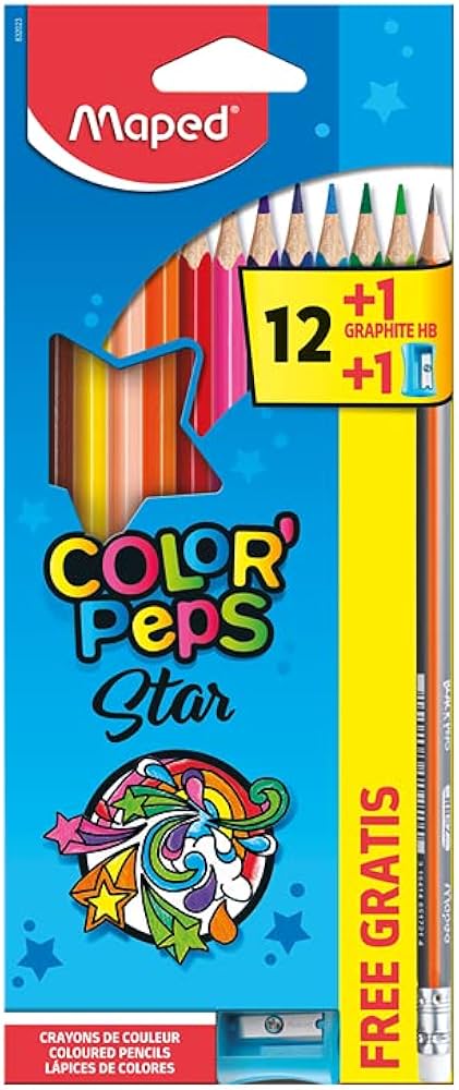 Colores Trianculares Maped ColorPeps C/12 +1Black Peps +1Sa