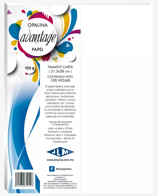 Papel Opalina Blanco 125grs 100 hojas